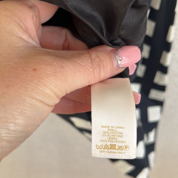 Kate Spade Dress Womens Size 6 Navy Blue and Ivory Windowpane Shift - Picture 7 of 7